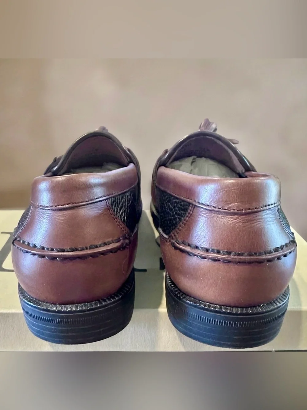 MEN’S NIB G.H. Bass Plato Drop TS Men’s Loafers Black/Brown 9.5 EEE (Extra Wide)